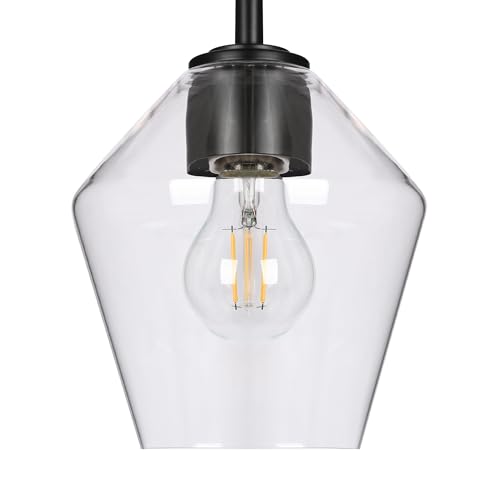 Image of KSANA Bathroom Light Fixture, Modern Black Vanity Lights Over Mirror 3 Light Bathroom Lighting with Clear Glass