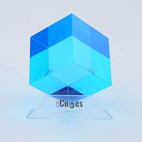 Image of CMY Cubes C Cube (50mm) - Cyan Hue Optical Color Cube - Diamond Polished - Teaches Subtractive Color Mixing - Educational /Scientific /Physics & Kinetic Art Desk Object