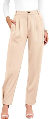 BTFBM Work Pants Women Business Casual Outfits Fall 2025 Elastic High Waist Dress Trousers Pockets Long Tapered Slacks