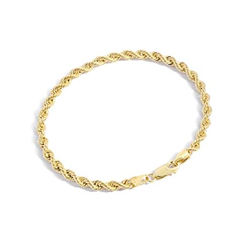 Jewelry Atelier Gold Filled Chain Bracelet Collection - 14K Solid Yellow Gold Filled Rope Chain Bracelets for Women and Men with Different Sizes (2.7mm, 3.8mm) Cover