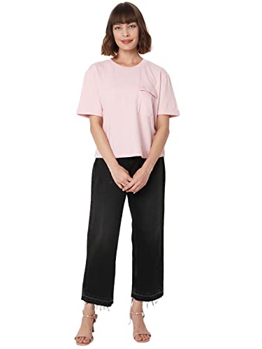 Image of VERO MODA Women's Cotton Blend Regular Fit T-Shirt