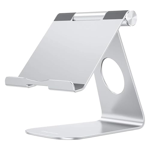 OMOTON Soporte de Aluminio para Tableta, Ajustable y Duradero, Soporte de Escritorio Compatible con iPad 10.9/10.2, iPad Pro 13/12.9/11, iPad Air 6/5/Mini, Tablet Samsung y más de hasta 13 Pulgadas,