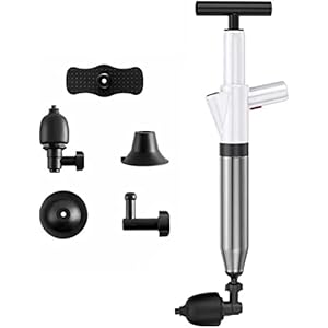 EndyAk Hogedruk Luchtafvoerblasterreiniger voor verstopte leidingen – Handmatig pneumatisch baggergereedschap – Ontstoppingen van afvoeren met krachtige witte plunjer