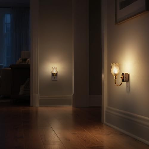 Image of DORESshop LED Night Light,Spot Flower Night Lights Plug into Wall,2 Pack