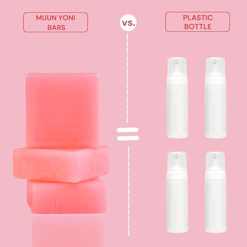 Image of Muun Yoni Soap Bar - Pack 3 Peach pH Balance Natural Ingredients - Gentle Cleansing Formula Eliminates Odor Vaginal Health - Feminine Wash