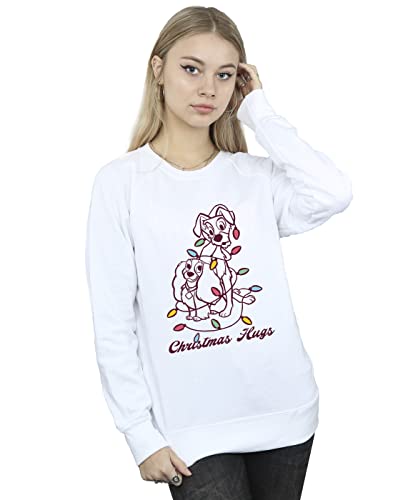 Disney Women's Lady And The Tramp Lady Spaghetti Heart Sweatshirt White Medium