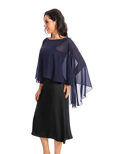 Image of Baoqiya Chiffon Capes Sheer Capelets Long Cape Poncho For Women Plus Size