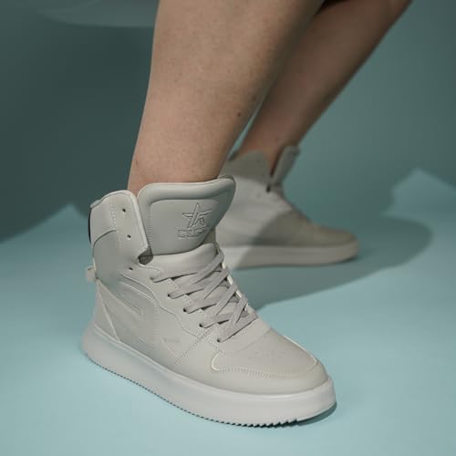 Image of FAUSTO Men's High Top Chunky Classic Lace Up Sneakers|High Ankle Sneakers with Memory Cushion|Lightweight All Day Sneakers
