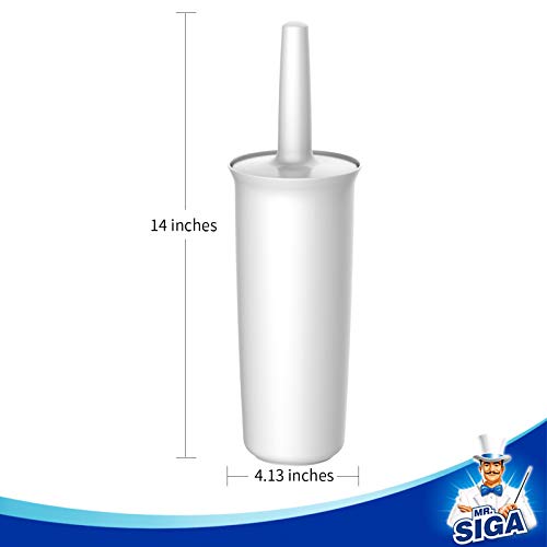 Image of MR.SIGA Toilet Bowl Brush and Holder for Bathroom, White, 1 Pack