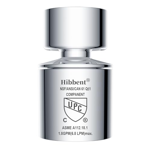 Hibbent NSF/ANSI/CAN 61 Certified Faucet Aerator, CUPC Certification 360° Swivel Kitchen Sink Aerator, Dual-function Sprayer Faucet Head, Faucet Replacement Part 55/64 Inch Female Thread - Chrome