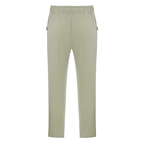 Mens Linen Pants Yoga Beach Loose Casual Summer Elastic Waist Drawstring Trousers with Pockets, Parachute Pants Mens Baggy3