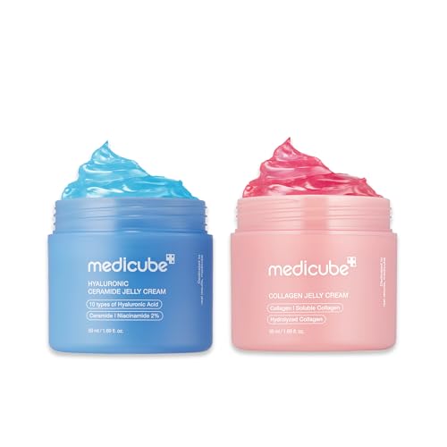 medicube Viral Jelly Cream Duo: Hyaluronic Acid and Collagen Jelly Cream for Boosting Radiance and Glow | Collagen, Hyaluronic Acid | Korean Skincare, Gifts for Women, Skin Care Set