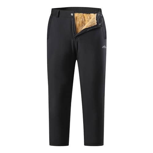 Men's Fleece Lined Dress Pants Elastic Waist Straight Leg Bottom Trousers Winter Warm Business Work Pants Plus Size4