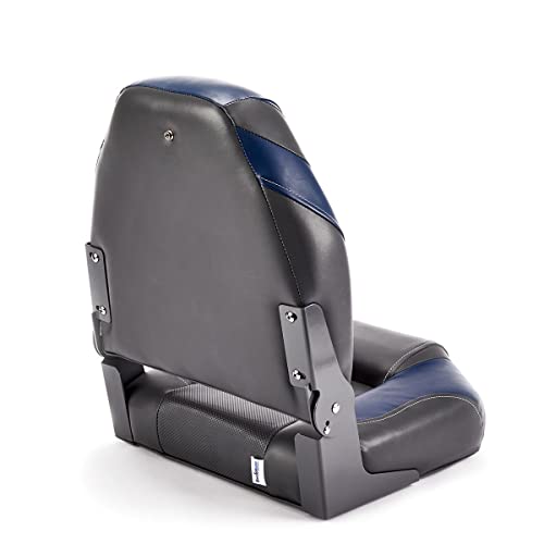 DeckMate High Back Folding Boat Seats - 2 pack - Charcoal and Blue