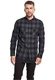 Urban Classics TB297 Checked Regular Fit Herren Freizeit Hemd,Mehrfarbig (blk/cha), Large