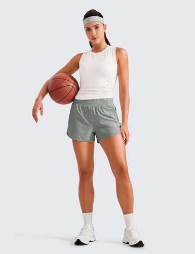 Image of CRZ YOGA Dolphin Athletic Shorts 3 inch | High Waisted, Mesh Liner, Quick Dry, Lightweight, A Zip Pocket, for Women