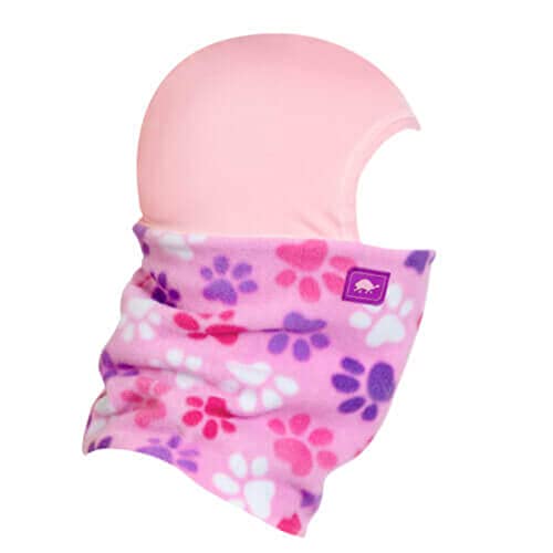 Turtle Fur Kids Shellaclava Playful Prints Fleece Neck Warmer Helmet Liner Winter Balaclava Hood, Ages 3-6, Pink Paws, One Size