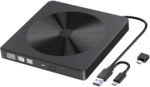 Lectora externa CD DVD USB 3.0 Tipo C portátil negra