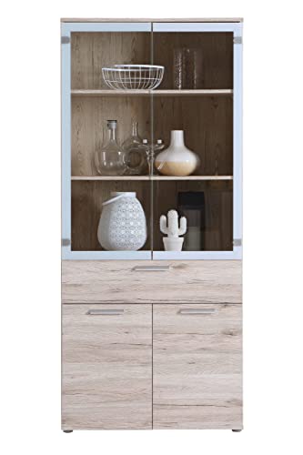 Newroom Vitrine Sandeiche Vitrinenschrank Modern - 80x184x41,5 cm (BxHxT) - Glasvitrine Standvitrine Glasschrank - [Demmy.Three] Wohnzimmer Wohnstube Büro