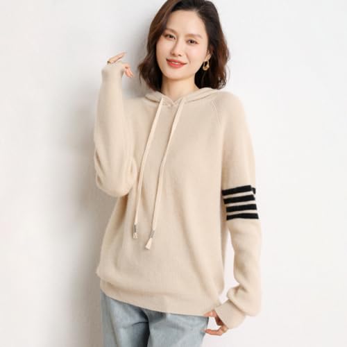 Image of Women's Long Sleeve Hoodie Cashmere and Wool Blend Pullover Tops Sweater