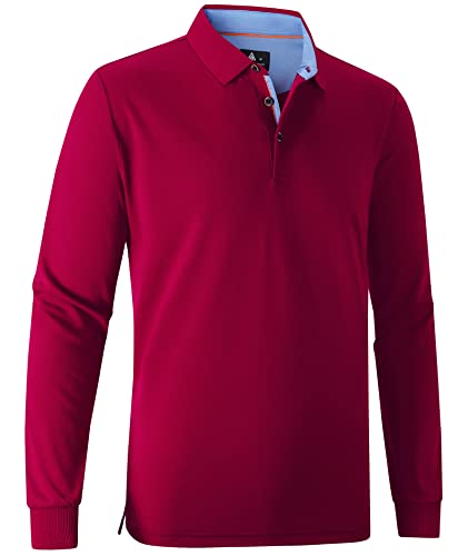 Image of SWISSWELL Long Sleeve Polo Shirts for Men collared Performance Golf Shirts Casual Workwear Office