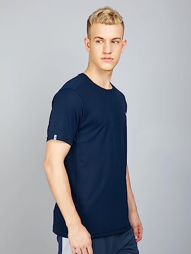Image of TECHNOSPORT Men's Slim Fit Polyester Activewear Sports T-Shirt with Moisture-Wicking Comfort for Workout, Running & Gym