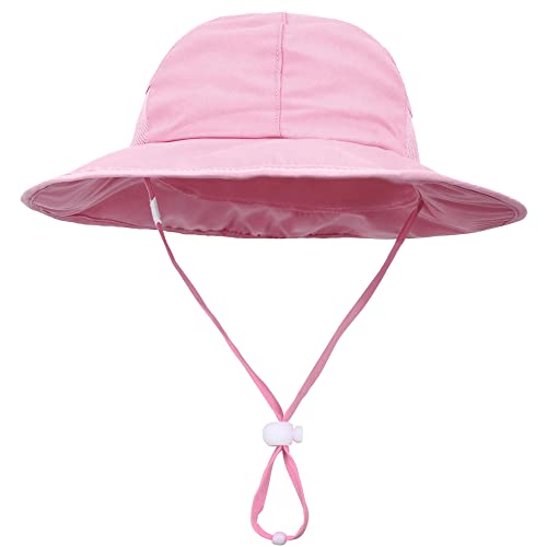 SimpliKids Toddler Girl Sun Hat Wide Brim Summer Hat Sun Hats for Little Baby Girls Girls Toddler Sun Hat UPF 50+ Sun Protection Wide Brim Sun Hat, Pink, 12-24 Months