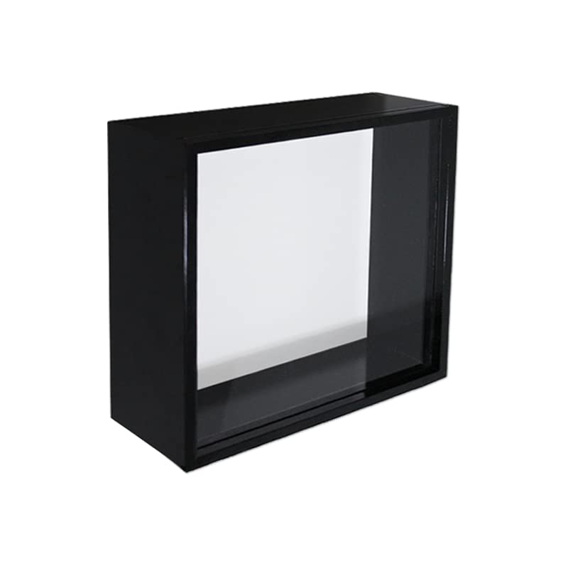 A Shadow Box Display Case 13x13x5'' Picture Frame Memory Wooden Black Box Hanging w Clear Acrylic Slide Cover