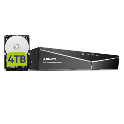 16 Channel Security CCTV DVR with 4TB Hard Drive, SANNCE 1080p Lite 5-in-1 Hybrid Video Recorder for...