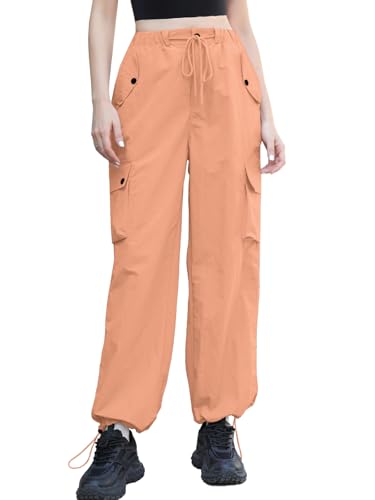 Image of Cromoncent Cargo Pants Girls & Women Parachute Pants Y2K Baggy Rave Clothes Waterproof with Pockets, 6 Years - 3XL