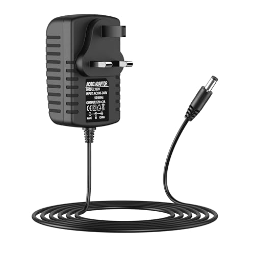 12V 2A Power Supply AC Adapter 100-240V to 12V 2A DC Power Cable UK Plug Driver Transformer Universal Charger Cable 5.5mm x 2.1mm Jack for LED Strip Lights Router CCTV Camera Monitor