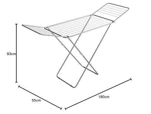 Gimi Jolly Stendibiancheria Da Pavimento, Stendino Con Piedi Antiscivolo, Spazio Stenditura 18 M, Metallo, Per Interni, Acciaio‎, 180 x 55 x 93 cm, 2.55 Kg - 5