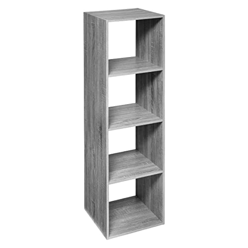 5 five simply smart 5five - Étagère Colonne Mix N' Modul Effet Chêne Gris - H 134 cm, 4 Cases - Meuble de Rangement pour Salon, Chambre, Bureau