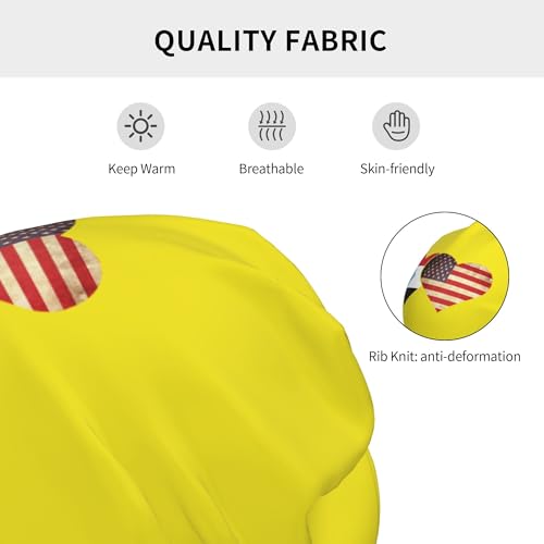 South Yemen Flag and American Flag Children Hip Hop Knitted Hat Kids Elastic Leisure Knit Cap Warm Sleep Beanies Black3