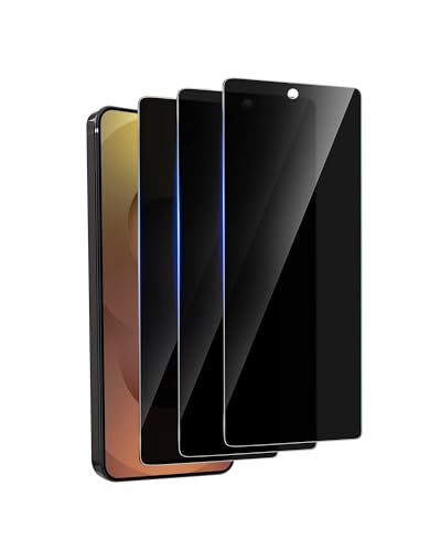 jehezkel 3 Pack Privacy Screen Protector for Samsung Galaxy S25 Ultra Tempered Ultra-Thin Glass with 9H Anti Scratch Bubble Free [Support Fingerprint Unlock] Black