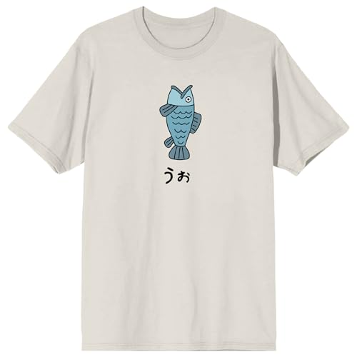 Dandadan Full and Bony Fish Graphic Kanji on Sand Ground Adult Crew Neck Short Sleeve T-Shirt
