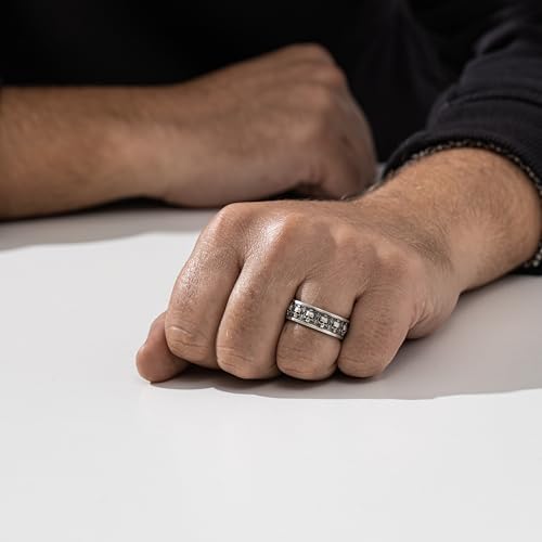 Men’s Skull Band Ring For Men – 925 Sterling Silver Rings For Men, Gothic Wedding Band, Vintage Oxidized Skull Design, Bold Biker Statement Jewelry, Boyfriend Gifts For Him4