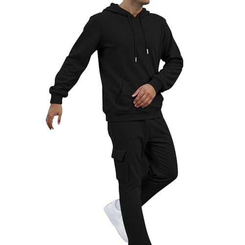 Tuta Sportiva Da Uomo Jogging Tinta Unita Felpe Con Cappuccio E Pantaloni Comodo Larghi Traspirante Completi Sportivi Casual Con Tasche Tute Da Ginnastica Leggera Palestra Abbigliamento Sportiva