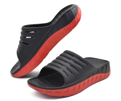 GPOS Mens Sport Recovery Sandals Plantar Fasciitis Thick Cushion Slides Sandals Lightweight Comfort Orthotic Slippers