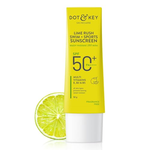 Dot & Ke'y Lime Rush Swim + Sports Sunscreen SPF 50 PA++++ | Water Resistant & Sweat Resistant Sunscreen | UV/UVA Protect | No White Cast | Prevents Tan | For All Skin Types | For Women & Men