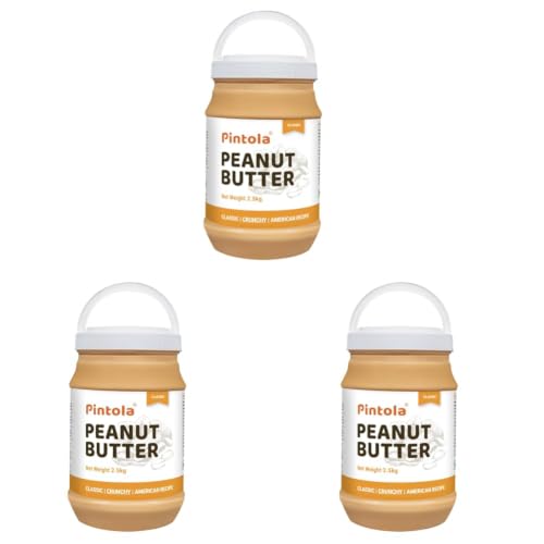 Image of Pintola Original Classic Peanut Butter Crunchy 2.5kg - with High Protein 26g & 7.2g Fiber, Premium Roasted Nuts, Gluten Free, Zero Trans Fat, with MUFA Good Fats, Vit E & B3, Dairy Free (Pack of 3)