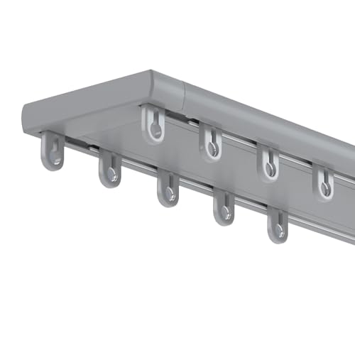 Tringle à rideaux double rail ultra résistante et silencieuse - Réglable de 80 à 500 cm - Pour salon, chambre à coucher, hôpital - Alliage d'aluminium...