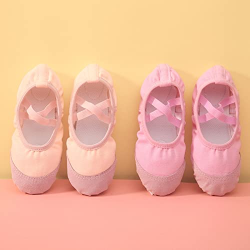 Ballet Shoes for Girls Toddler Ballet Slippers Soft Leather Boys Dance Shoes Dance Shoe Canvas Split (Pink, 10 Toddler)3