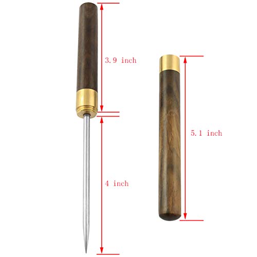 Ruiwaer 2pcs Stainless Steel Ice Picks with Wooden Handle and Safety Cover Kitchen Tool Bartender Tool Bar Accessories (9\" + 6.7\")