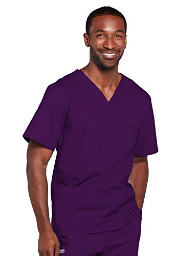 Image of Cherokee Scrubs for Men & Women V-Neck Scrub Top with 4 Pockets, Cotton Blend Soft Stretchy Easy Care Nursing Uniform - 4725