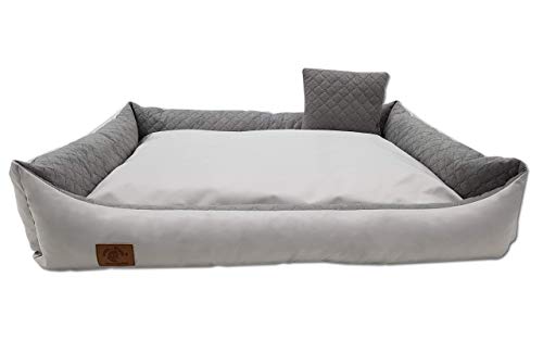 Odolplusz XXL - Hundebett für große Hunde - Hundekissen - Hundesofa mit Wendekissen | Bezug abnehmbar und waschbar [ 120x80cm, Grau ]