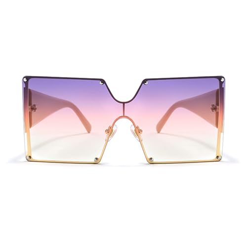 Image of mincl /Oversized Shield Sunglasses Woman 2019 Fashion Luxury Shades UV400 Vintage Flat Top Futuristic Sunglasses