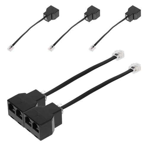 Divisor de Línea Telefónica Rj11 SHINEOFI 6p4c de 2 Vías Negro Paquete de 5 Unidades