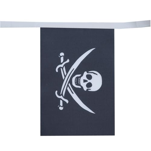 Image of AZ FLAG Pirate Jack Rackham 6 meters BUNTING Flag 20 flags 9'' x 6'' - Pirates STRING flags 15 x 21 cm