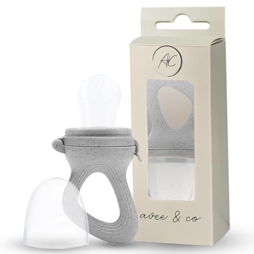 Image of Avee & Co Silicone Teething Pacifier and Fresh Fruit Feeder, Baby Pacifier for Teething, Toddler Teething Toy (Grey)